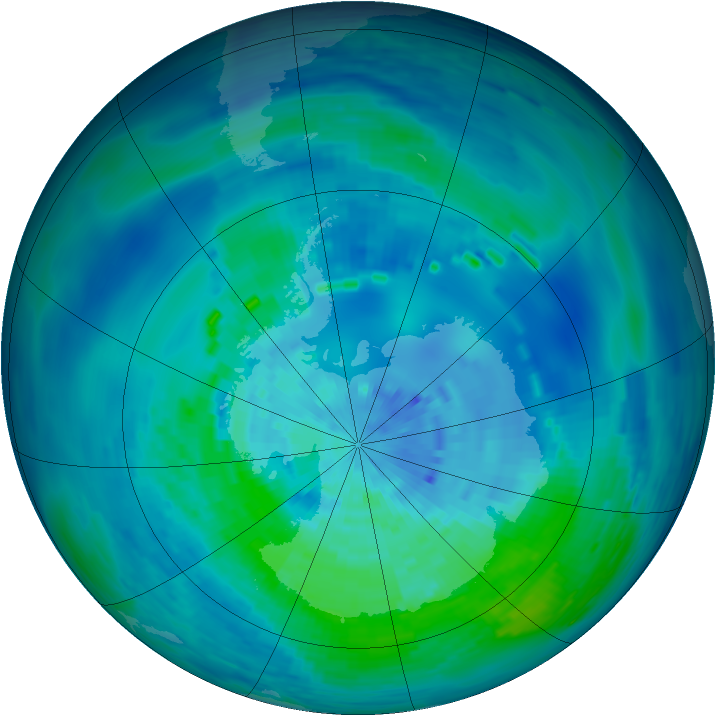 Antarctic ozone map for 10 March 1994